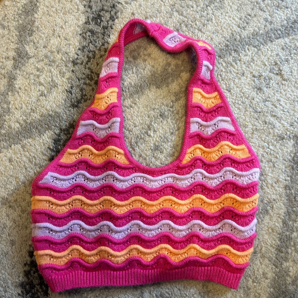 Colorful halter crop top